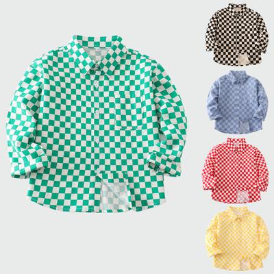 Teens Kids Plaid Shirt Long-Sleeve Lightweight Stylish Casual Blouse for Boys Spring Autumn Versatile Outerwear Child Clothes