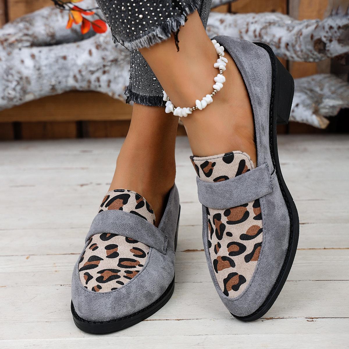 

Foreign trade large size loafers women s 2026 new single shoes leopard print British fashion single shoes suede women s shoes 36 светло-синий