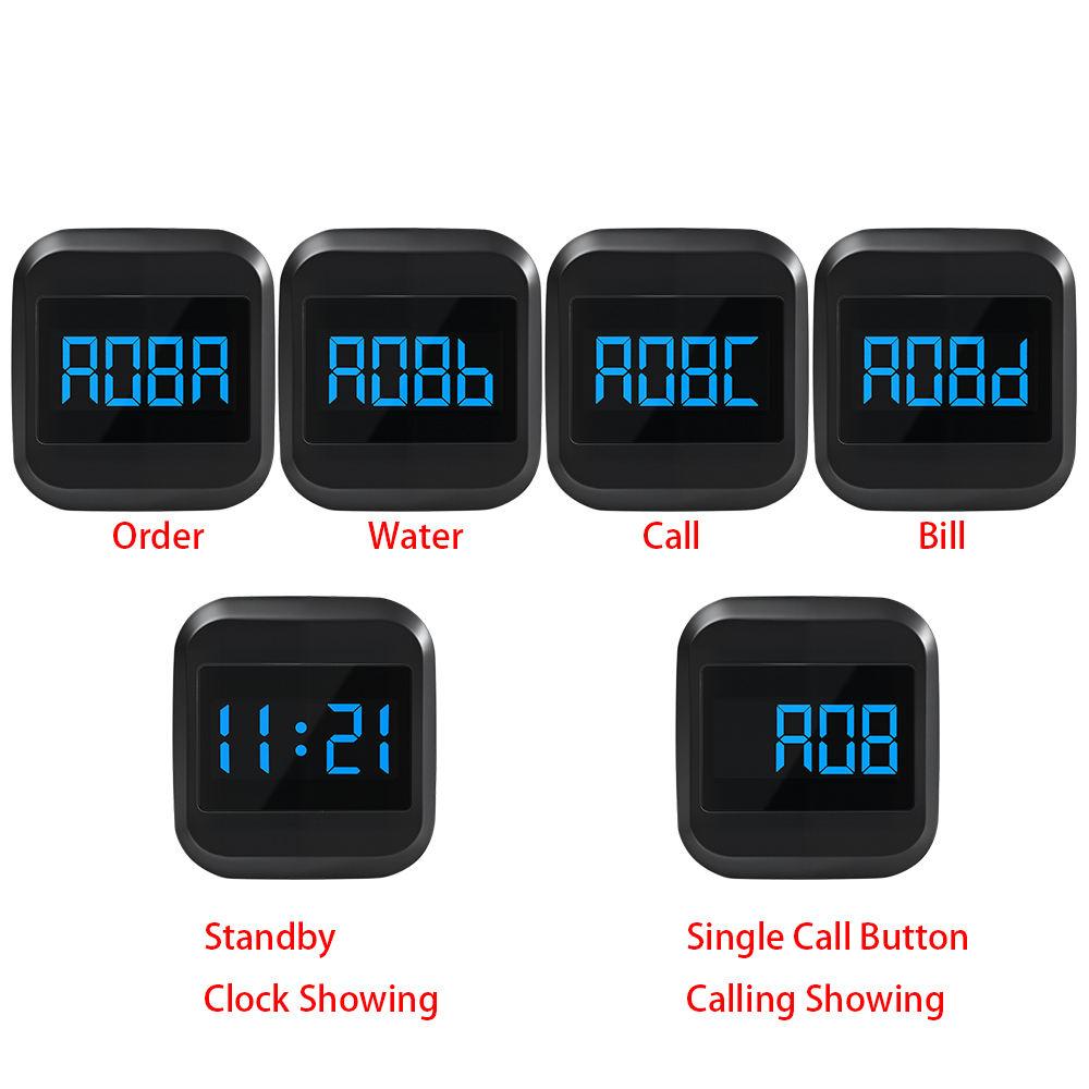 CTDB01 Wireless Calling System with 15 CTT19 Call Buttons and Doorbell Display Receiver for Restaurants Hotels Coffee Shops Bars