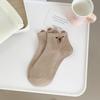 Ladies Spring and Summer Thin Style All with Bear Cartoon Cute Student Low Top Short Boat Socks