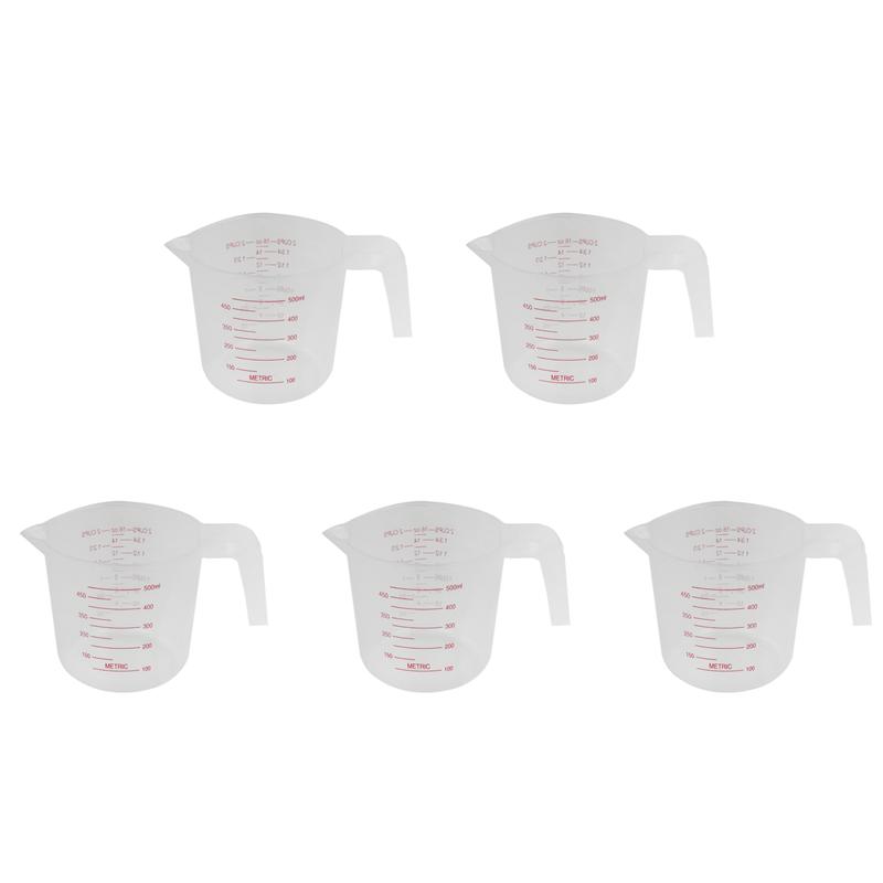 

5X 500Ml Home Lab Measuring Jug Pitcher Plastic Handle Pour Spout Container NONE