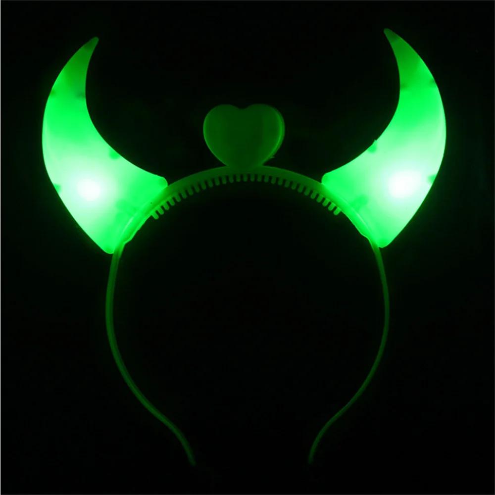 LED Devil Horn Light Up Headband Glowing Devil Horn Headwear Halloween Christmas Party Cosplay Glow Decor Prop Hair Accessories