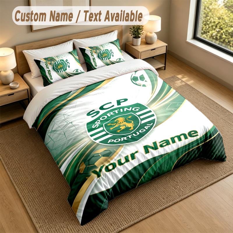 3Pcs Bedding Set Custom Name Text, 1 Sheet 2 Pillowcases Home Bed DecorSporting CP