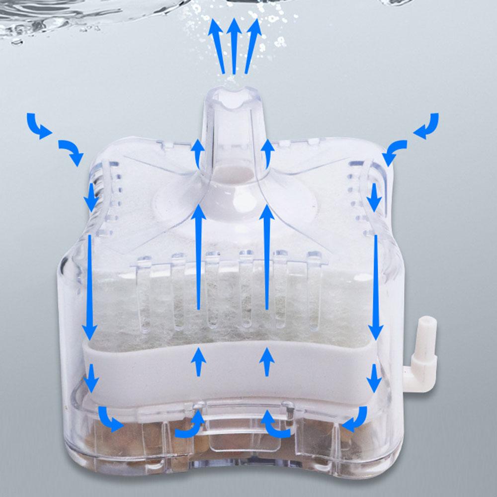 Fish Tank Air Stone Oxygen Pump 2-in-1 Aquarium Filter Aerator Mini Pneumatic Filter Water Cleaning Aquarium Accessories