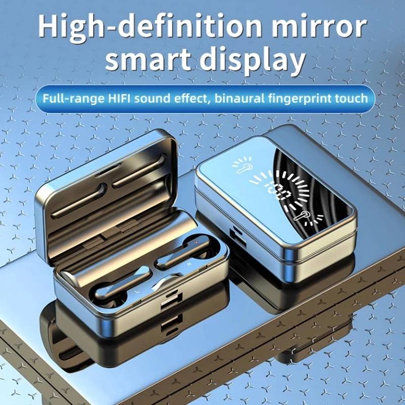 2024 New TWS Wireless Bluetooth Earphones 5.1 Headphones Stereo Sports IPX7 Waterproof 3500mAh Charging Case Mirror Earbuds with Mic