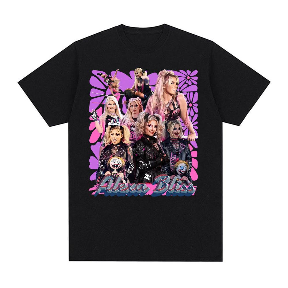 

2526 Футболка с принтом Alexa Bliss Ограниченный выпуск Унисекс и женская одежда Мода Харадзюку Футболка с принтом из чистого хлопка Свободный крой S