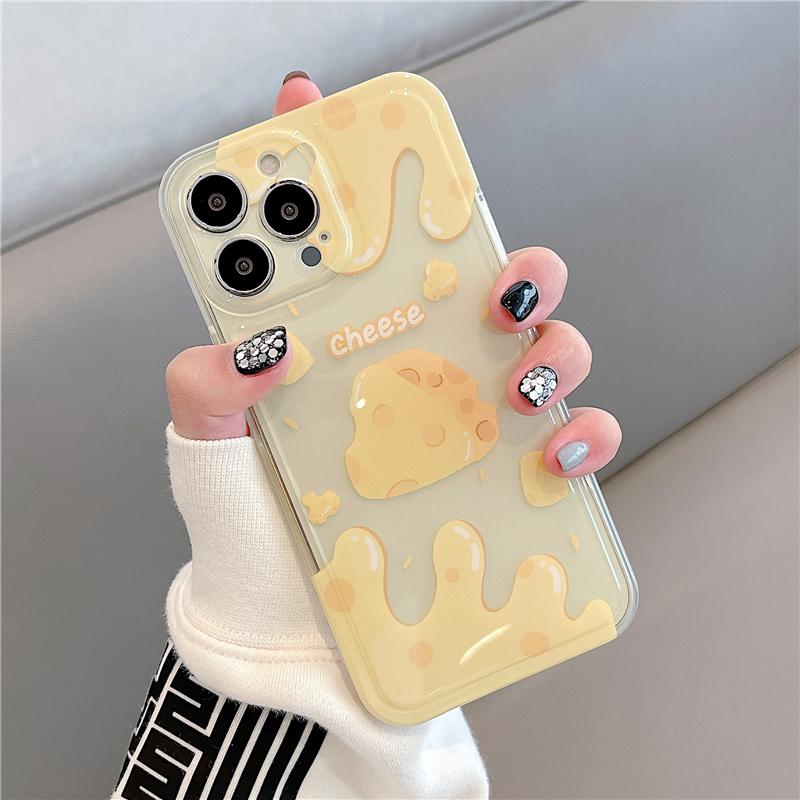 Yellow Cheese Stand Holder Phone Case For Samsung 10 Plus 8 9 20 Ultra S23 S22 S21 S20 S10 A50 A30 A20 A10 Grip Tok