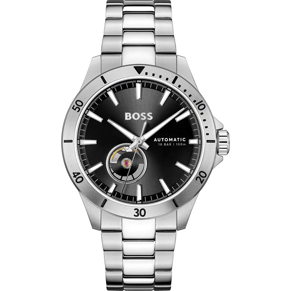 BOSS Troper Black Stainless Steel Silver Men s Automatic Watch 1514202 чёрный