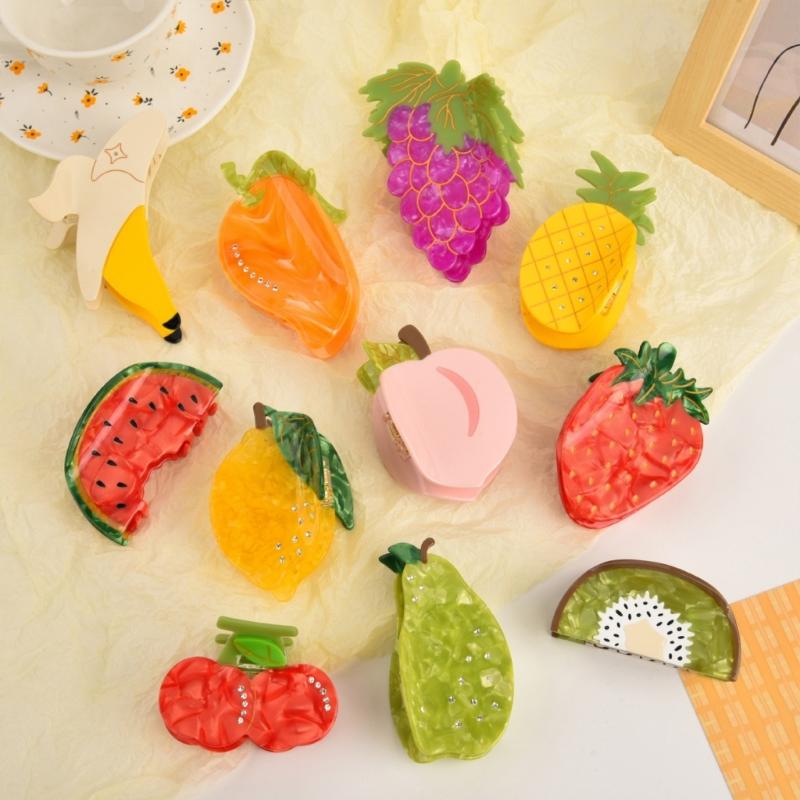 Stylish Fruit Acetate Hair Claw Clip Unique Designs Women's Hair Accessory for Daily Outings and Casual Gatherings