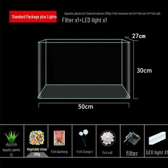 Mini Eco Fish Tank: Hot-Bent Glass, Desktop Goldfish Betta Aquarium, Water-Free Design for Living Room