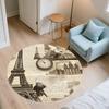 Vintage Eiffel Tower,Round Area Rug,Carpet Rug for Living Room Bedroom Sofa Playroom Decor,Non-slip Floor Mat