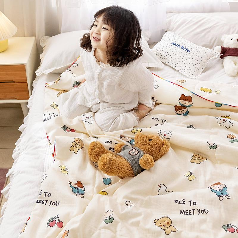New Waffle Yarn Cotton Children's Summer Quilt Double Layer Yarn Airable Cover