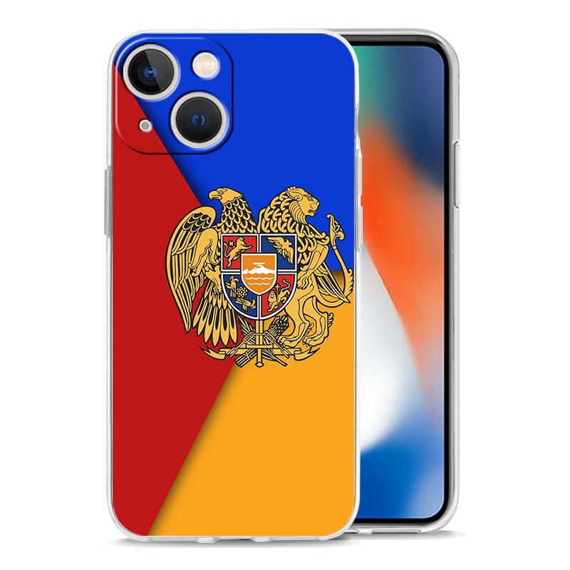 Armenia Armenian Flag Luxury Phone Case For iPhone 14 13 12 11 Pro Max XS X XR SE 7 8 Plus TPU Clear Silicone Lens Protect Cover