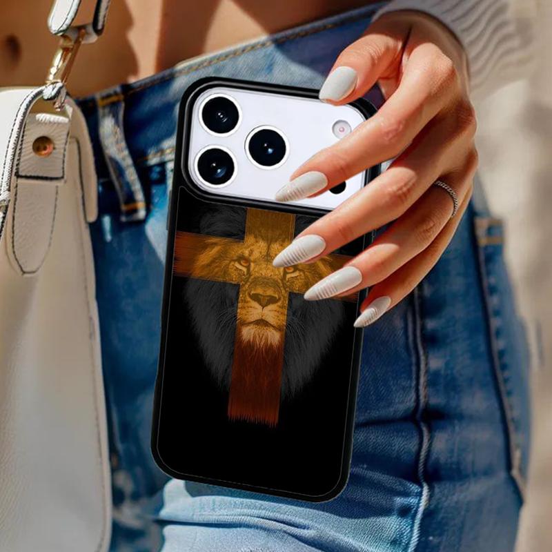 Lion Face Cross - Animal Phone Case For iPhone 17 Air 14 15 13 12 Max Cover For Apple 16e 11 Pro Max Plus Coque