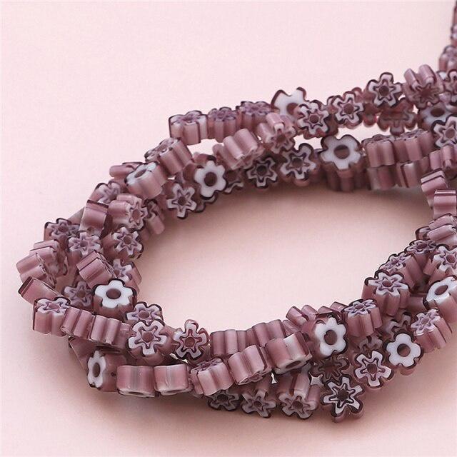 45Pcs Lampwork Beads Mixed Color Flower Pattern Glass Beads For Jewelry Making