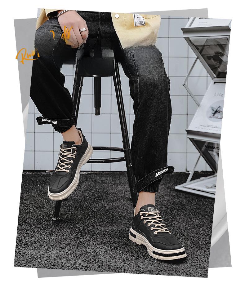 Frühling 2023 Herren Leder Dicksohlige Martin Schuhe: Modisch, Vielseitig und Lässig.