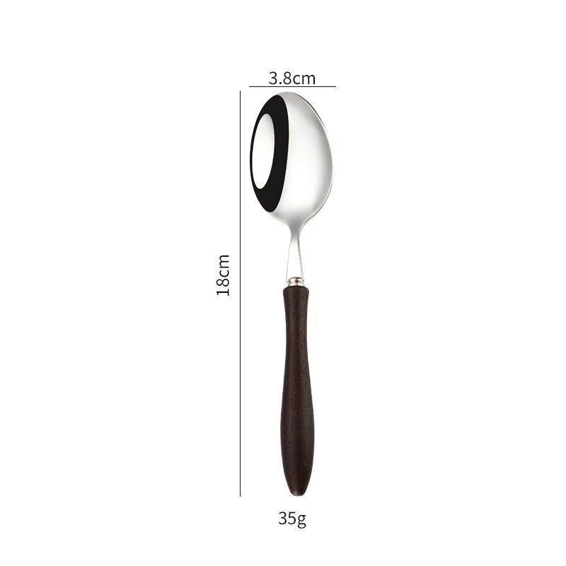 304 Stainless Steel Western Tableware Knife Fork Spoon Dessert Fork Spoon Solid Wood Handle Fork Spoon Steak Knife Restaurant
