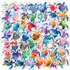 50 Easy Tear Small Handles Cartoon Turtle Graffiti Stickers Color Turtle Stickers