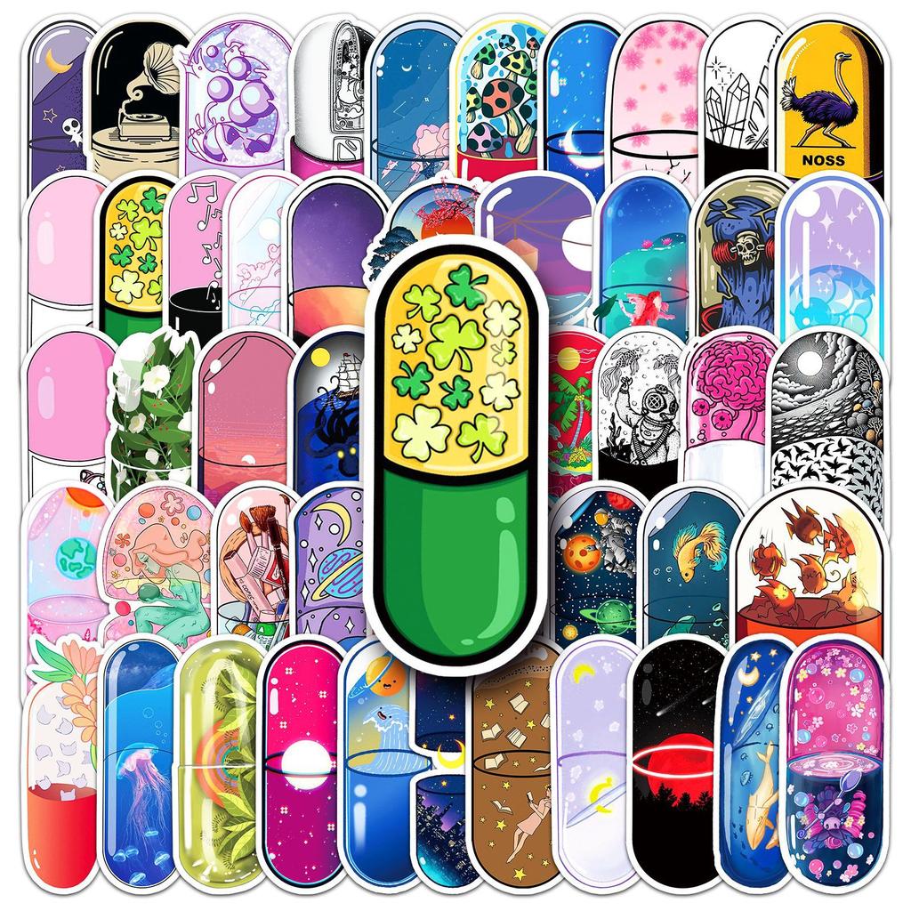 50 Capsule World Graffiti Stickers Personalized Creative Trend Decoration Mobile Phone Case Suitcase Skateboard Stickers