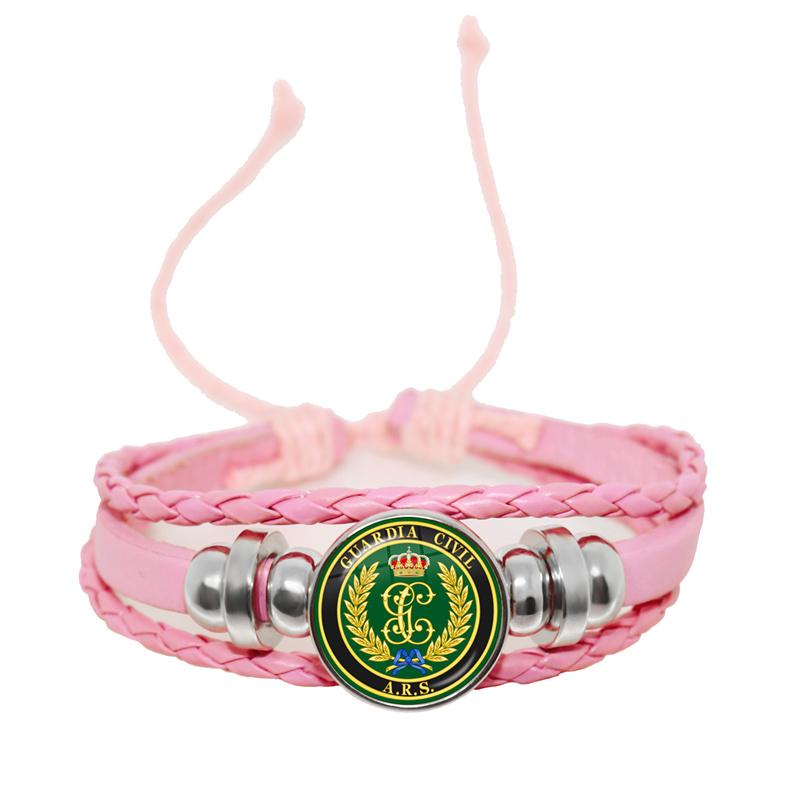 España Guardia Civil El Honor Es Mi Divisa Glass Leather Bracelets Multilayer Spanish Police Braided Bracelets Bangles Jewelry
