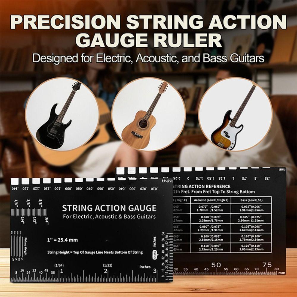 Etched Edition String Action Gauge Maintenance Guitar Set Up Tools Guitar String Height Ruler  Bass