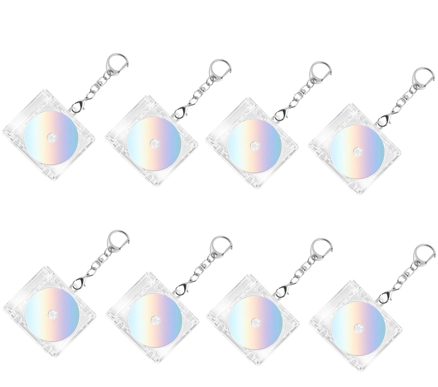 

[siawadeky] Mini CD Keychains, Set of 8, Handmade Keychains with Storage Covers, Key Chains, Small Items, Cards, Photos, Transparent, Waterproof,