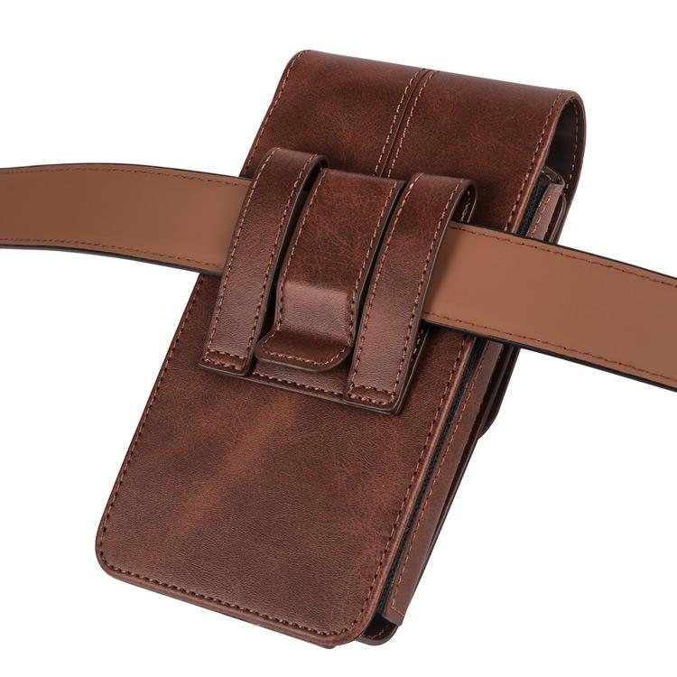 Vertical Smartphone Leather Waist Pack with Card Slots & Belt Buckle - Men's Trendy Multi-functional Crossbody for Elderly.