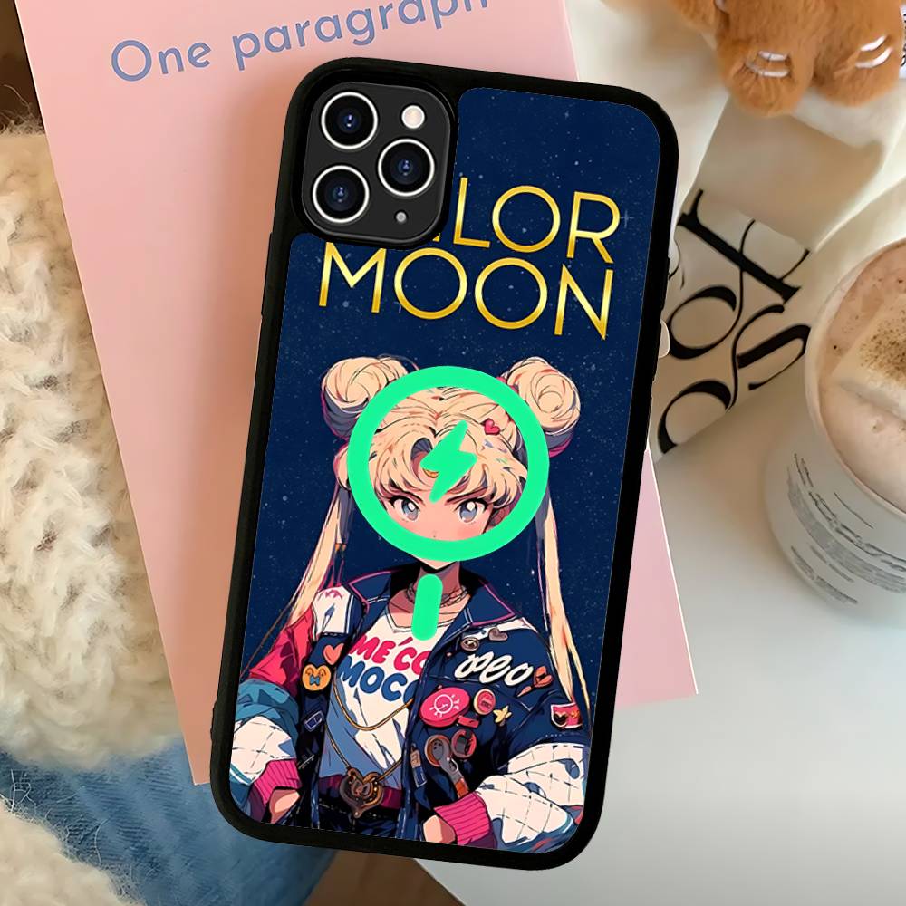 S-Sailors Anime Moon Magnetic Phone Case For IPhone 16 15 14 13 12 11 17 Pro Max Plus Wireless Charge Cover