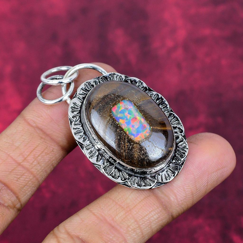 Boulder Opal Jewelry, 925 Solid Sterling Silver Pendant Handmade Gemstone Jewelry, Gifts For Wife Brand New Pendant