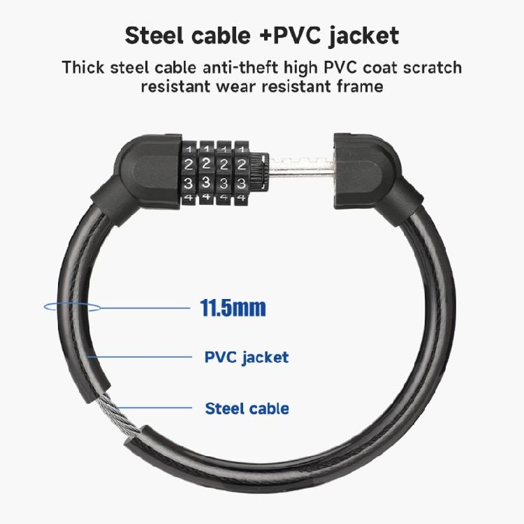 Heavy Duty 4 Digit Bicycles Cable Lock, Bike Portable Code Lock Cable Anti Theft