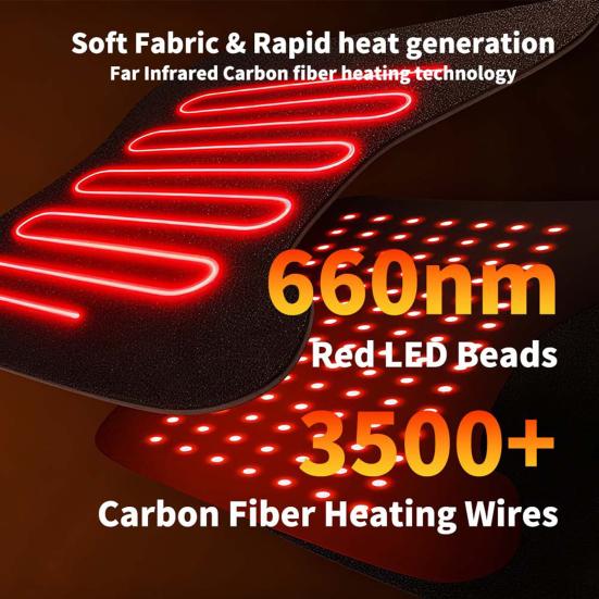 Heating Hip Belt with Carbon Fiber 3-Temperature Settings for Pain Relief Red Light Therapy Wrap for Sciatica