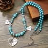 Multiple Styles Available Necklace for Women Natural Turquoise Beaded Jewelry Niche Sense Double Teardrop Pendant Turquoise Beautiful Elegant Necklace