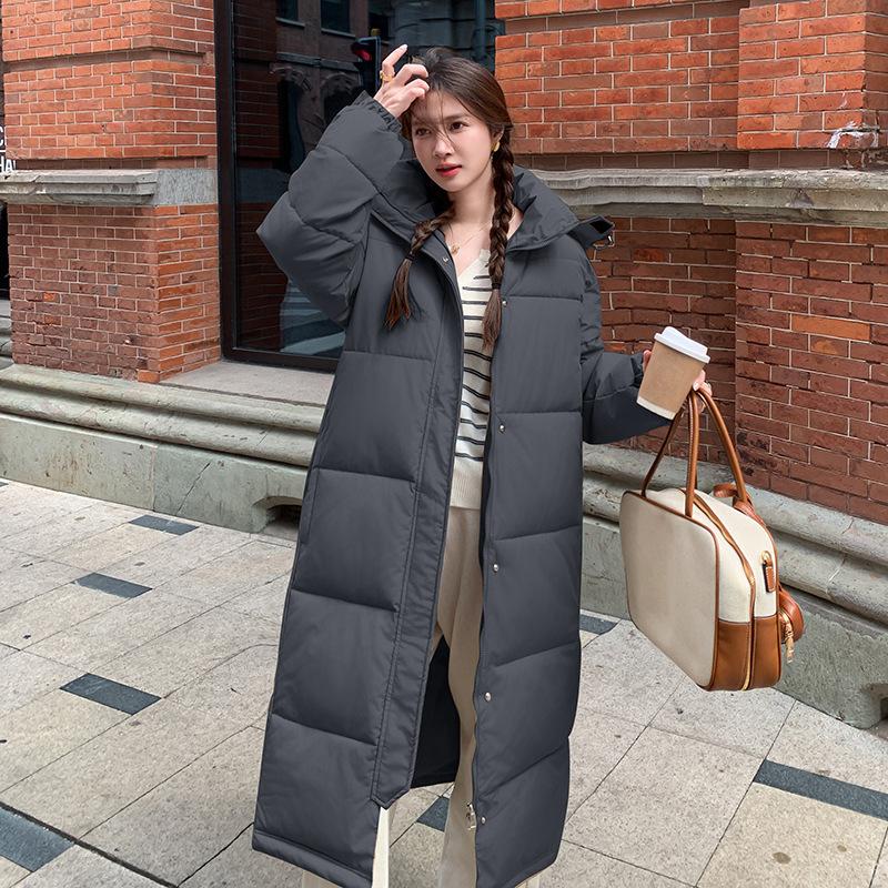 Down Cotton Coat Women's Long Winter New Style Over the Knee Student Loose Large Size Thick Cotton-padded Jacket Coat Trendy
