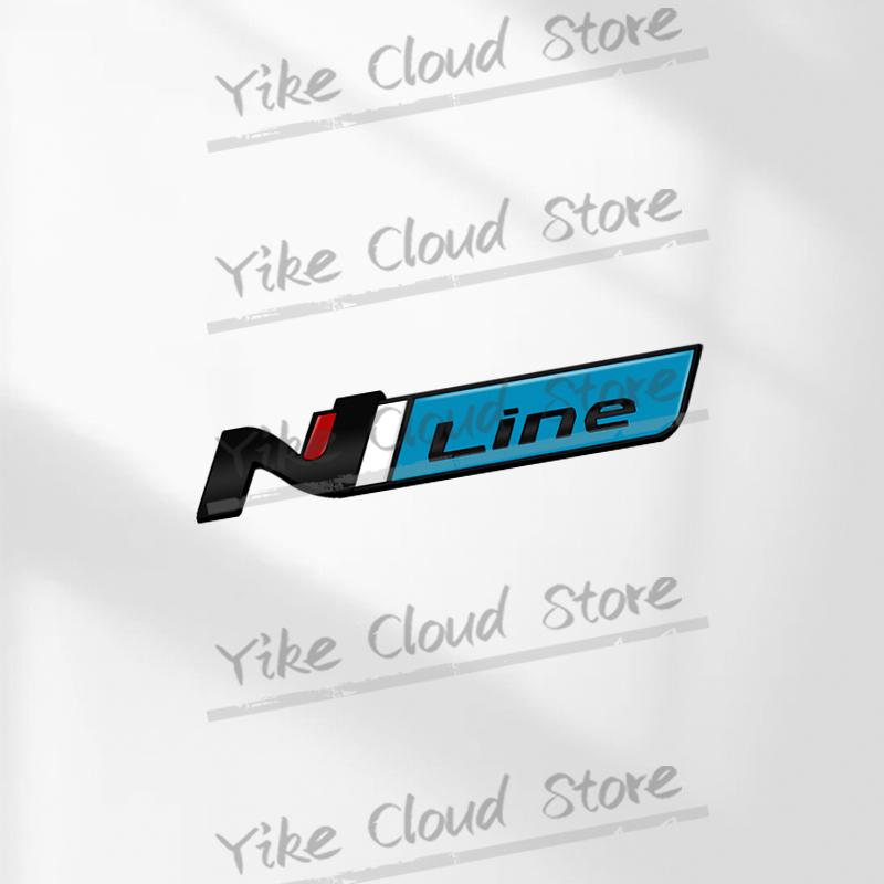 HWCB2 N Line Decoration Emblem Car Styling 3D Sticker Metal Front Hood Grille Badge For Hyundai Kona Tucson Sonata Elantra Veloster
