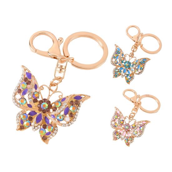 Rhinestone Butterfly Keychain Sparkly Butterfly Charm with Keyring Elegant Enamel Butterfly Keychain Gift for Women Girls