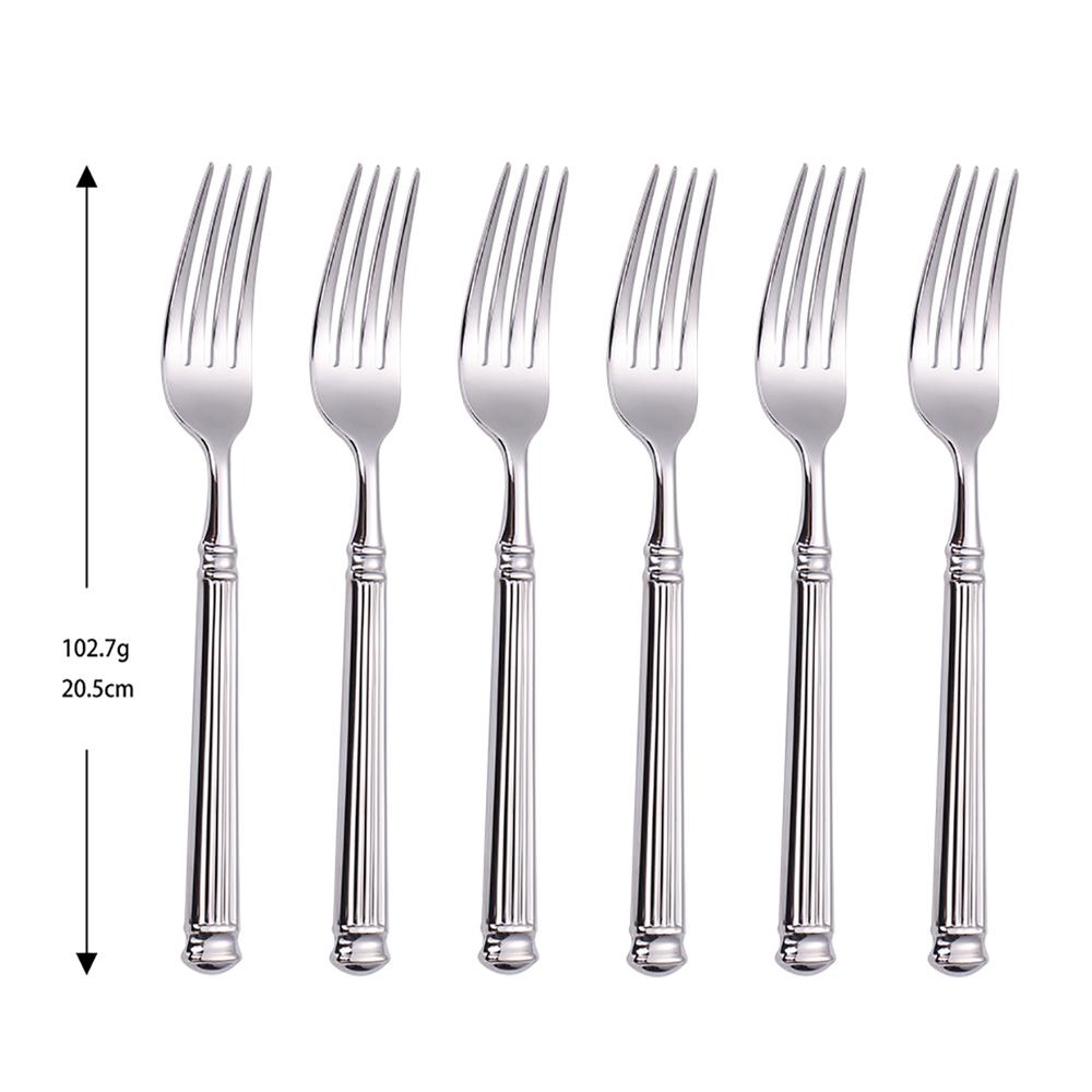 6 Stück Silber Besteck Edelstahl Westliches Geschirr Vintage Elegant Dinner Set Römischer Griff Messer Löffel Gabel Küchenutensilien