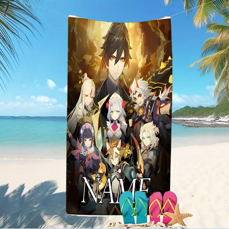 Customizable Personalized Beach Towels Genshin Impact Themed designs.Suitable for the Beach, Yoga, Sports;ideal As Beach Accessories