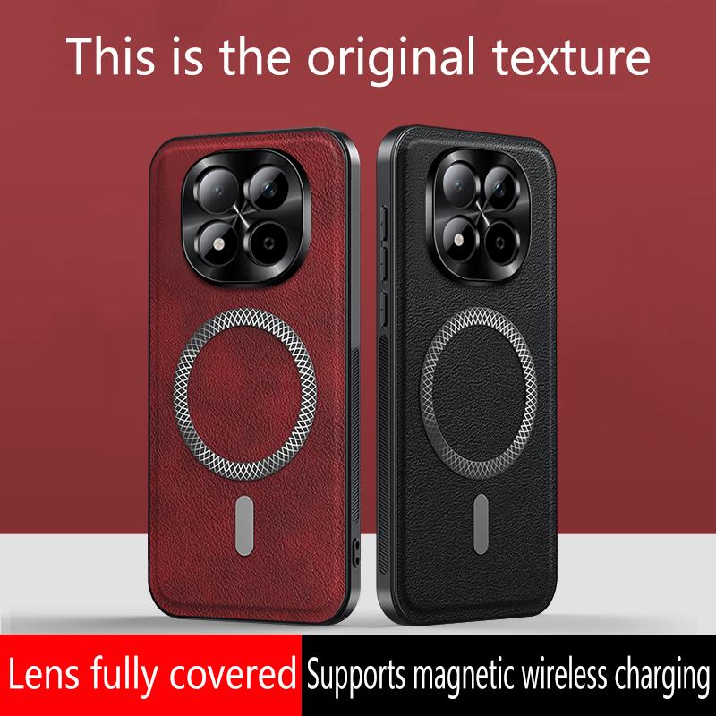 For Redmi Note 15 Pro Case Magnetic Elegant Leather Wear-Resistant Lens Fully Covered Non-Slip Grip Edge Cover Shell