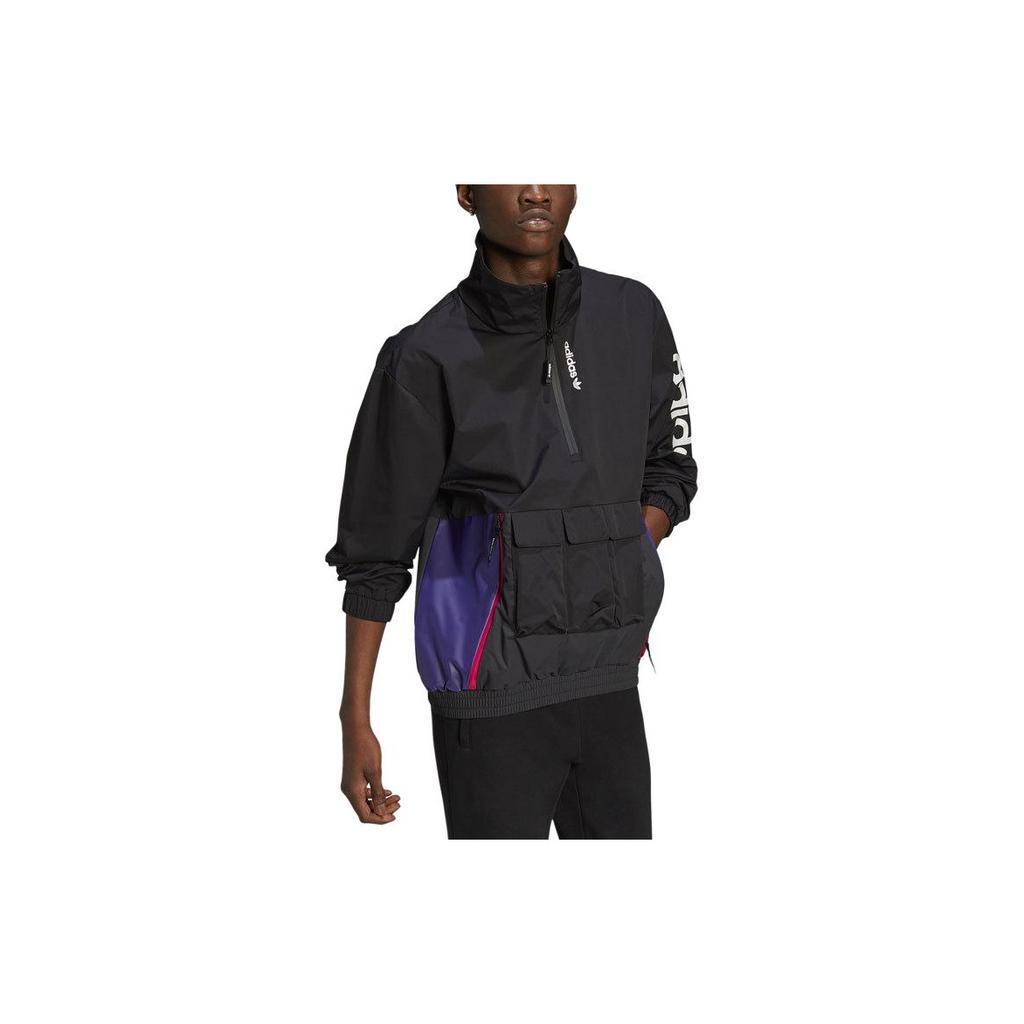 Adidas Originals Trefoil G Outd Wb Printed Climbing Sport Half-Zip Stand Collar Jacket Men Outerwear Black H09356