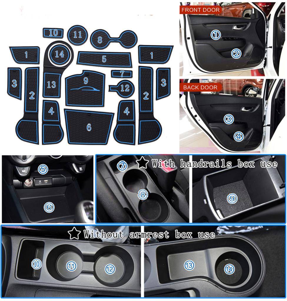 for Kia Rio 4 X-Line 2017 - 2022 2023 2024 Anti-Slip Gate Slot Cup Mat Non-slip Pad Interior Accessories 18pcs/Set