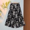 Women Floral Print Wide Leg Cropped Pants Elastic Waist Casual Summer Trousers