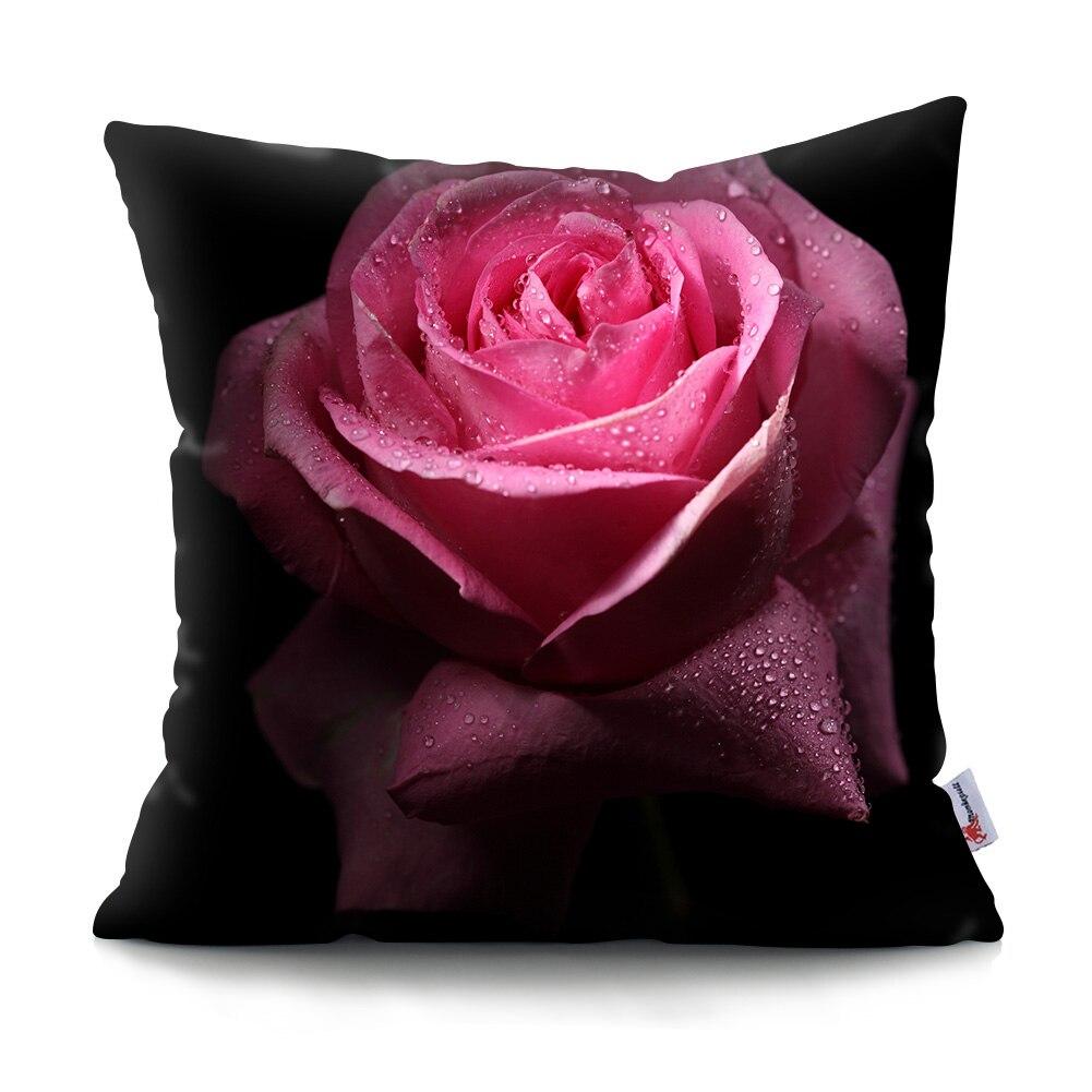 Mote Rose Putetrekk Polyester Print Putetrekk Beautiful Flower Home Decor Putetrekk