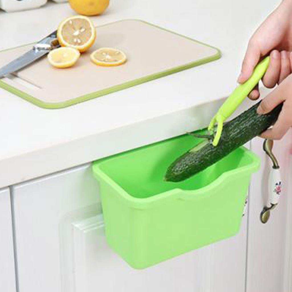 Hanging Trash Can Space Saving Large Capacity Uncovered Garbage Waste Bin for Home Kitchen Bathroom Small Size Green