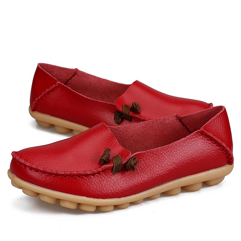 Fashion Summer Sneakers Women Comforty Flats Soft Hand-stitching Leather Casual Shoes Slip On Loafers Breathable Walking Shoes