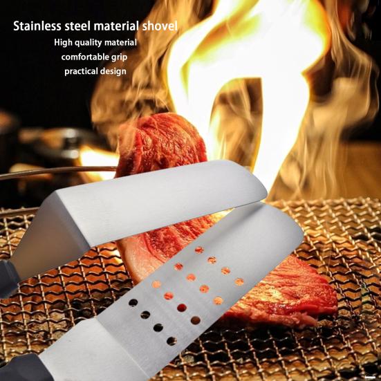 Kochspatel, rutschfest, leicht zu reinigen, Edelstahl-Kunststoffgriff, Steak, gebratene Schaufel, Grillwerkzeug, Küchenhelfer