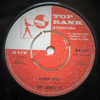 7inch Record SHIRELLES - Mama Said / Blue Holiday / Blue Hol JAR567 Top Rank Intern 1961 India Soul/Funk Used