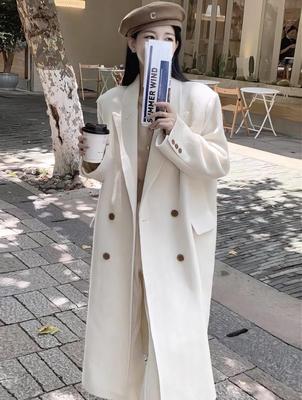 3008 High-End Retro French Wool Coat - Women's Mid-Length Straight Shoulder Suit