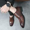 Modne Męskie Buty Wizytowe w Stylu Angielskim Brązowe Sznurowane Buty Biznesowe Biurowe Męskie Skóra Wzór Krokodyli Formalne Buty Gentleman zapatos