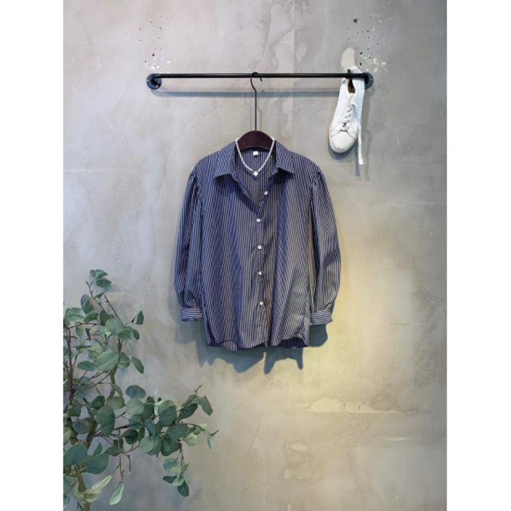 C S In The Room Women panSy Stripe ShirrIng Long Sleeve Shirt 2Color