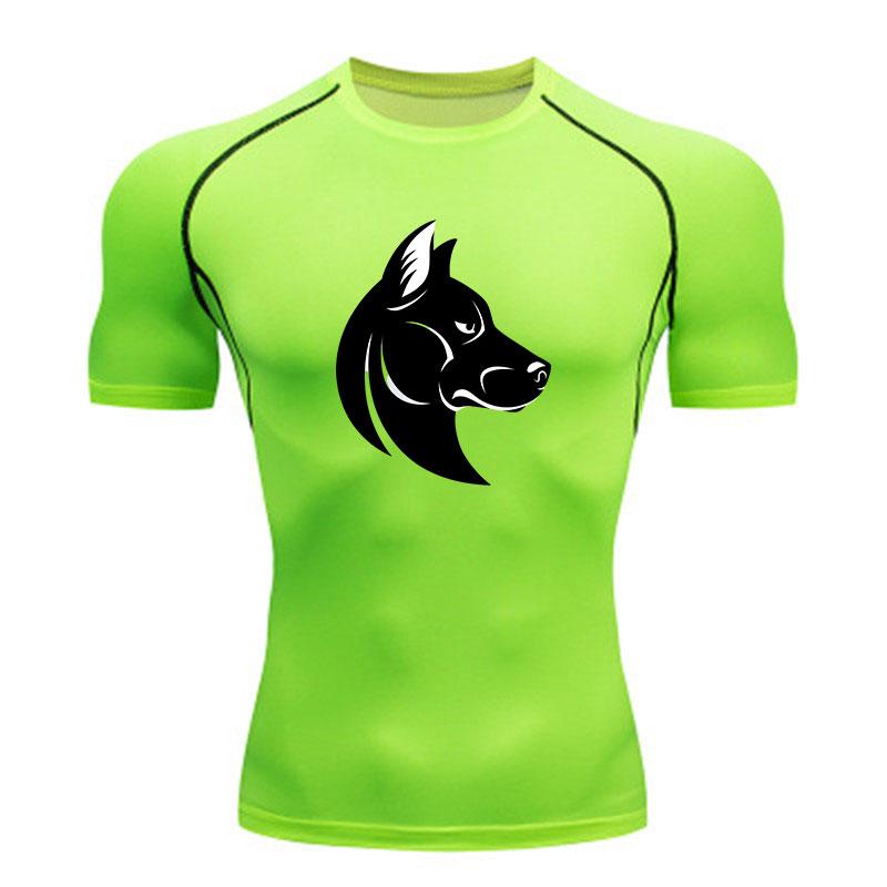 Men's Compression Athletic T-Shirt, Stylish Wolf Head Print
